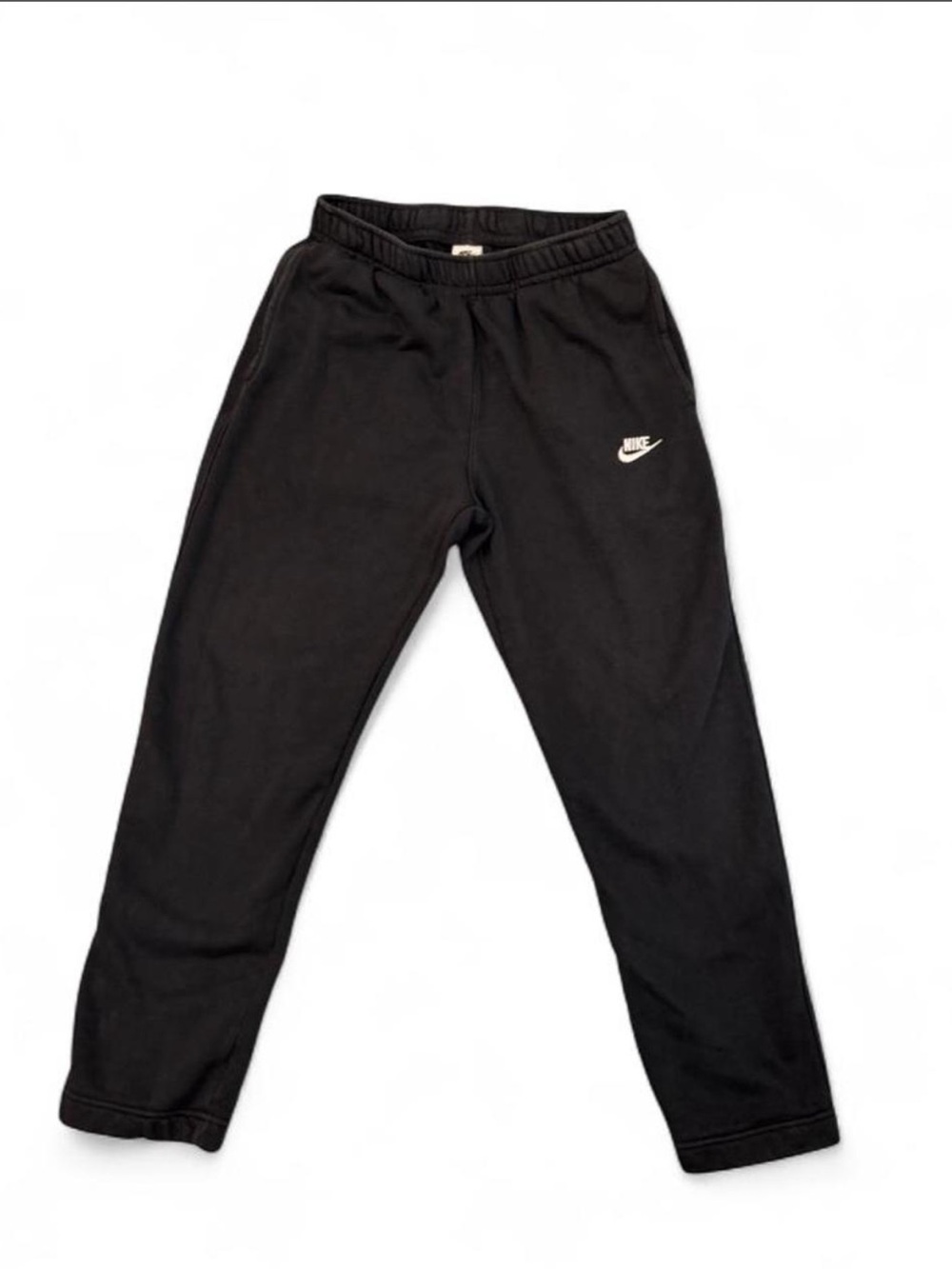 Nike Men's Club Open Hem Fleece Sweatpants Black Size Medium Embroidered Swoosh